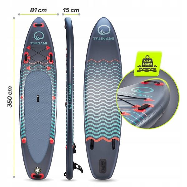 Надувна SUP дошка TSUNAMI 350 см із веслом Wave T03