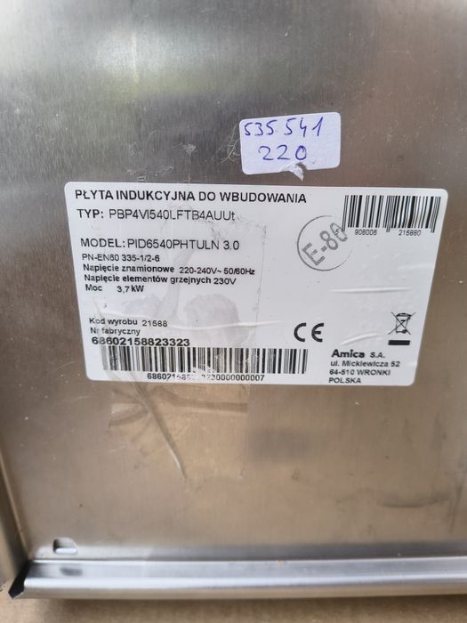 Płyta indukcyjna AMICA PID6540PHTULN 3.0 - uszkodzona