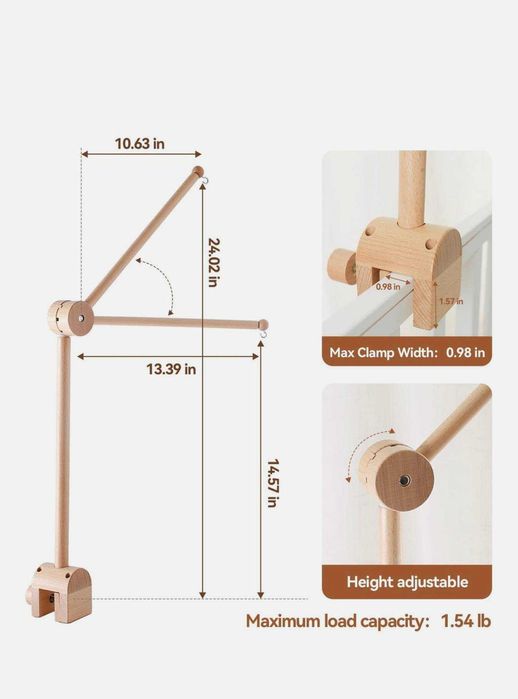 Деревянный держатель для мобиля на детскую кроватку