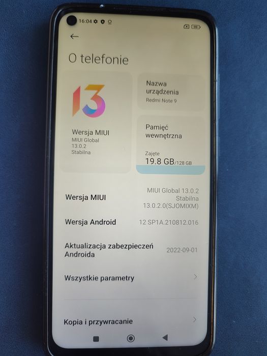 8gb/128 gb telefon smartfon komórka redmi note 9