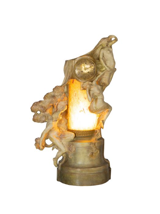 Relógio terracota Friedrich Goldscheider Arte Nova | século XIX