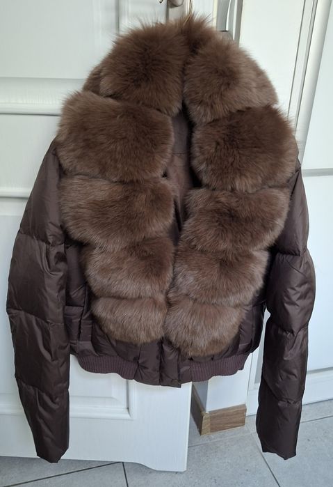 Kurtka puchowa bomberka czekolada M