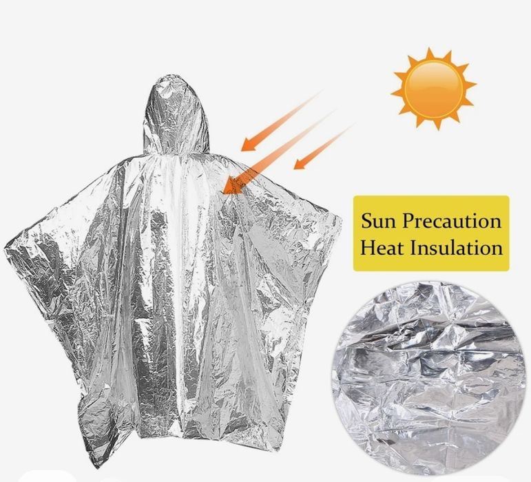 Poncho/capa de chuva de emergência