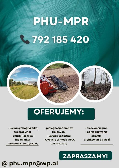 Usługi glebogryzarką separacyjną profesjonalne koszenie frezowanie pni