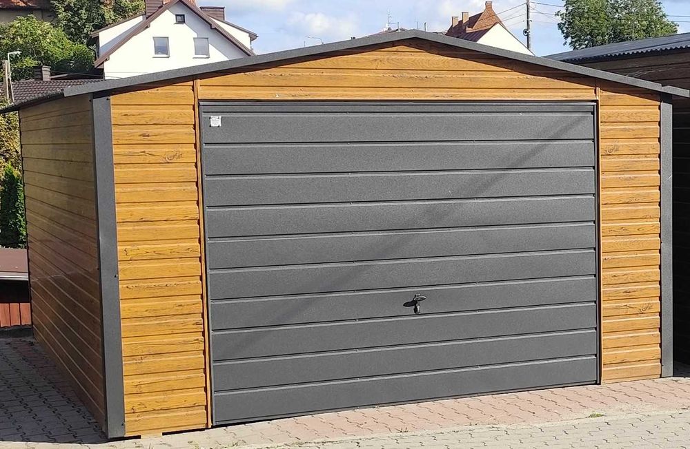 Standard Garaż 6x5 drewnopodobny bramy grafit
