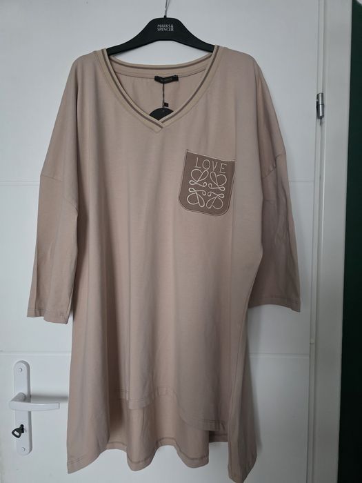 Cudna bawełniana tunika wysoka jakość haft plus size 50 52