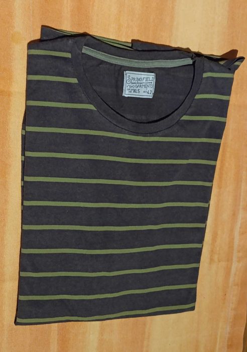 T´Shirt, Manga Comprida, verde, listada  Tam XL 5 -Springfield - Nova