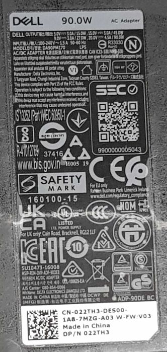 Carregador original Dell 90W USB-C Dell (novo)