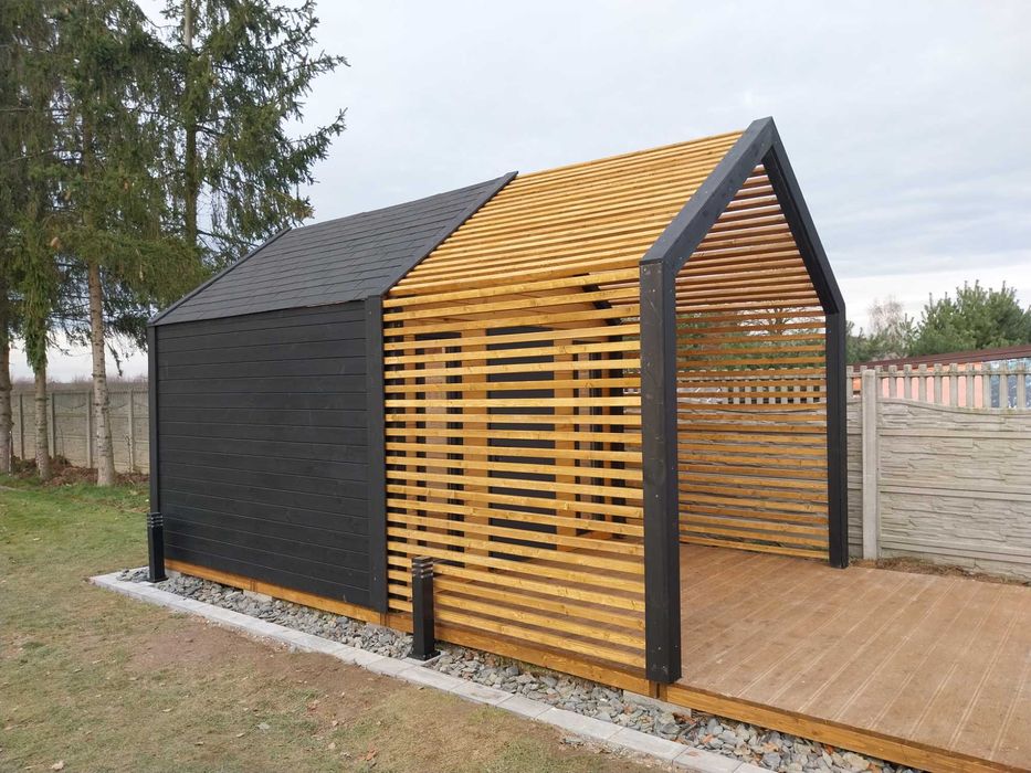 Domek Narzędziowy D20 Z PERGOLĄ 5x3m DREWNOTRIK.PL