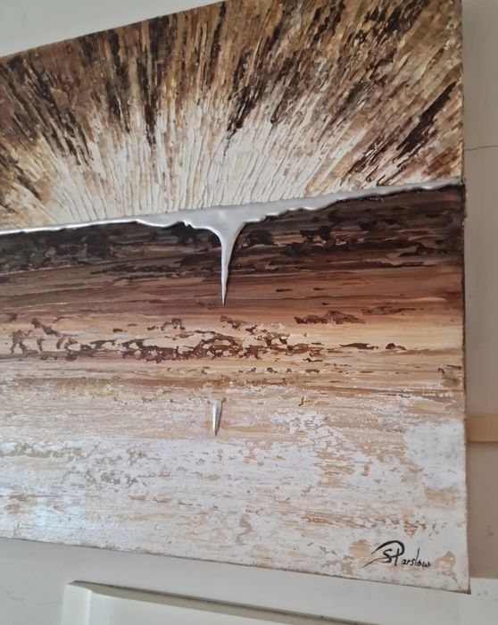 Conjunto de quadros pintado com folha de prata