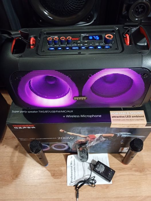 Караоке акустика Temeisheng-16(блютуз, microSD,USB,FM)ПультДУ, 2микроф