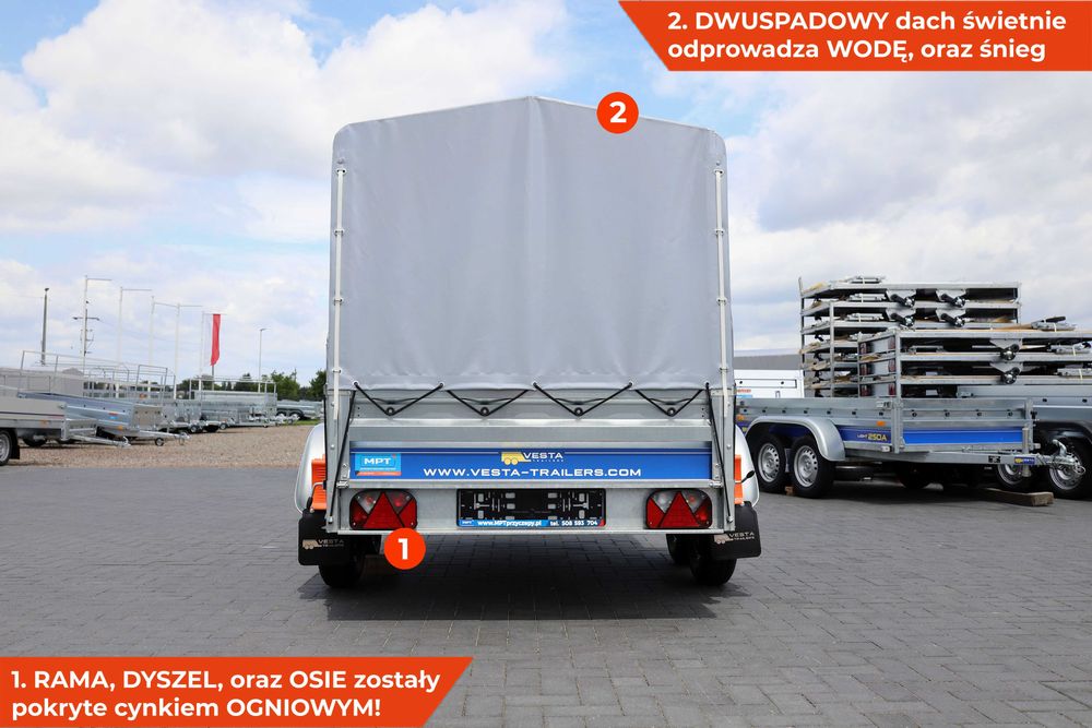 Przyczepka samochodowa z plandeką 252 x 135 Vesta light 25DA tandem