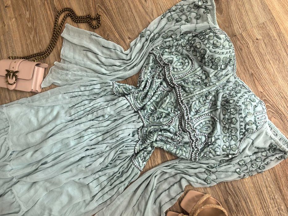Asos piękna bogato zdobiona perełki 46 XXXL impreza wesele sylwester