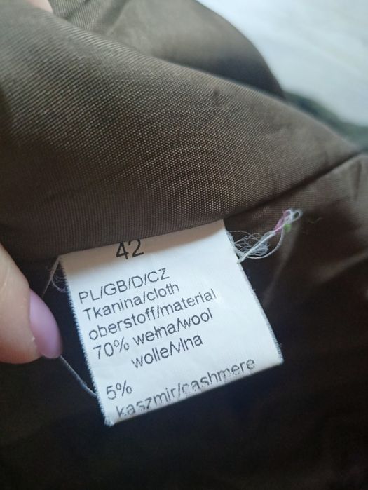 Płaszcz klasyczny wełna kaszmir oliwkowy khaki