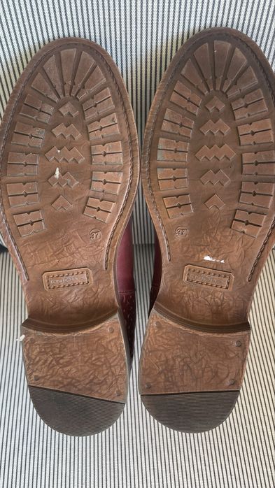 Botins em pele genuína bordeaux