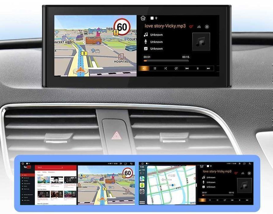 Audi Q3 2012–2018 – Radio Android 15 8,8” CarPlay Android Auto GPS Nawigacja Stacja Multimedialna WiFi Bluetooth DSP 4G LTE PL 2GB/32GB