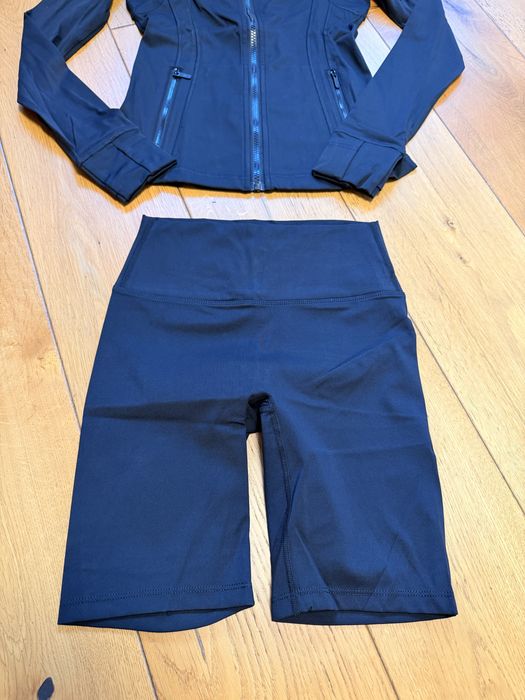 Komplet sportowy czarny bluza kurtka spodenki biker lululemon