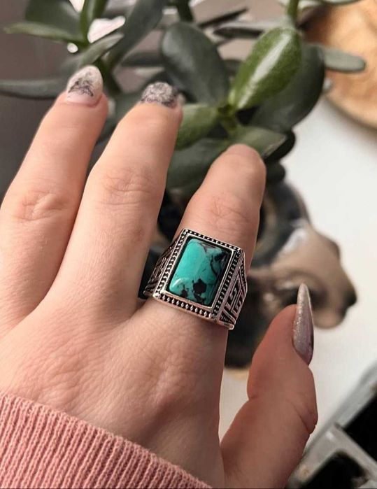 Кольцо перстень бирюза авантюрин тигровый глаз р. 19, 20, 21