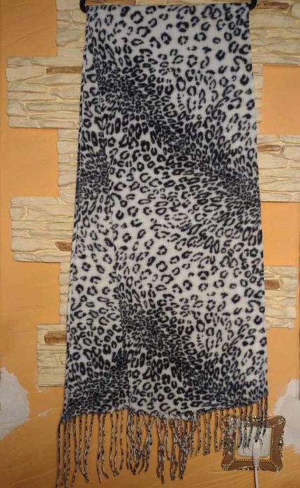 *_* Szalik damski szary w lamparcie cętki, dł ok. 25x165cm, nowy