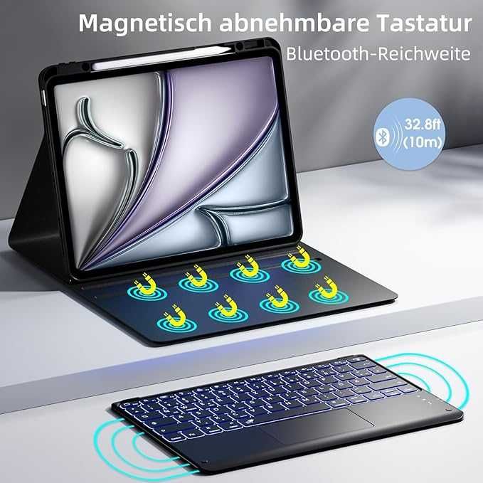 Vobafe Etui z klawiaturą do iPad Air 13" M3 M2, iPad Pro 12.9 3 4 5 6g
