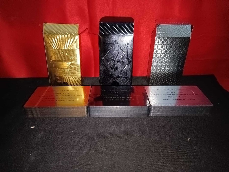 Lote 3 baralhos cartas metalizados oferta de portes