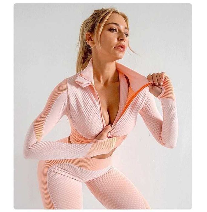 Костюм для фитнеса, йоги, спортивный костюм тройка лосины топ кофта