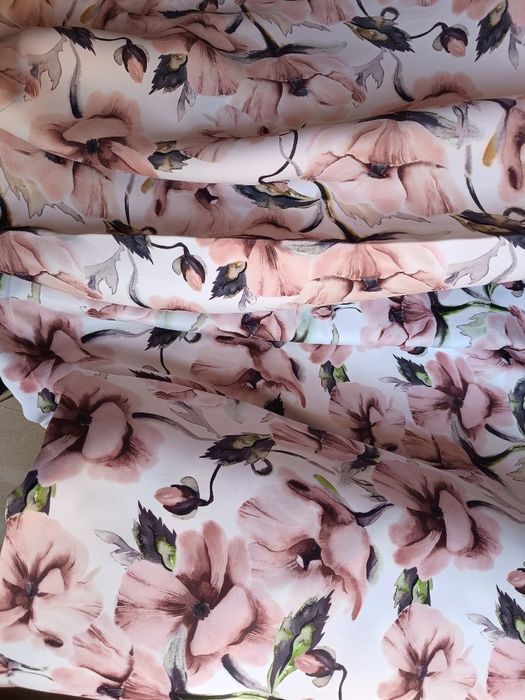 Zasłony z metra PASTELE Maki,grubsze,szer 280cm WYPRZ