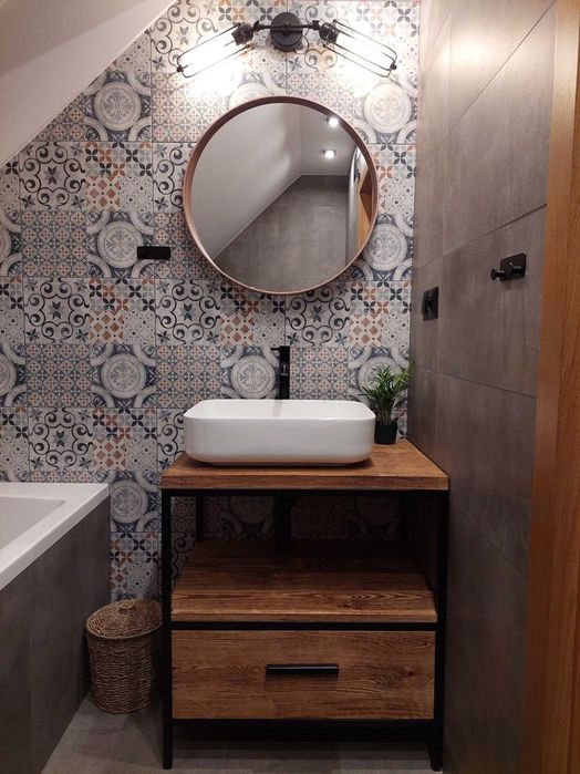 Szafka pod umywalkę loft, konsola postarzana sosna,drewno szczotkowane