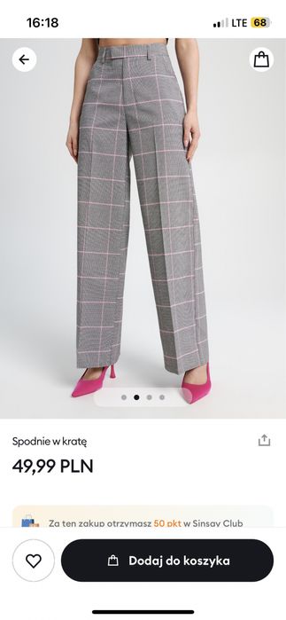 Garnitur w kratę nowy Sinsay XS/S