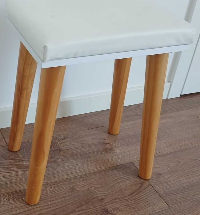 Toucador com Espelho Dobrável Mesa de Maquilhagem com Banco Compartimentos e Gavetas 100x45x118cm Madeira e Branco