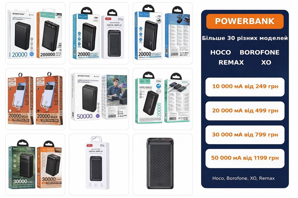 ОПТ Повербанки 20000 30 та 50 тис  mAh оптом