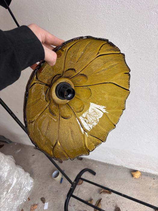 lampa wisząca retro prl miodowa