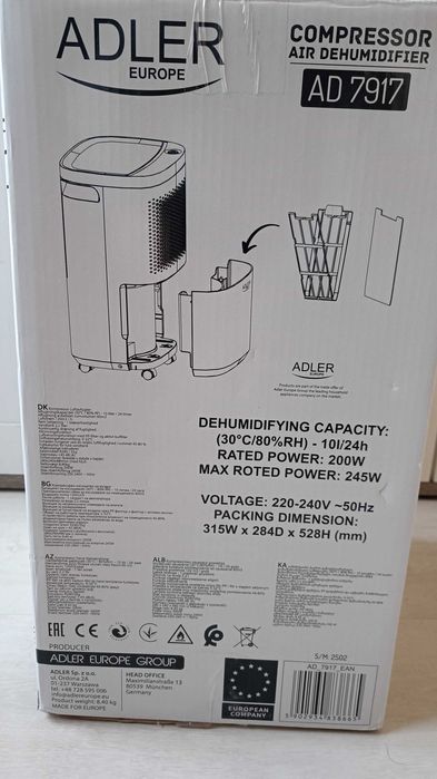 Przenośny osuszacz oczyszczacz powietrza Adler