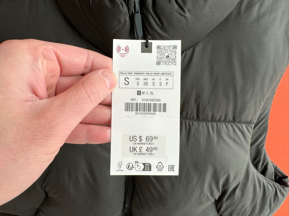 Zara Оригінал чоловіча жилетка безрукавка куртка розмір S