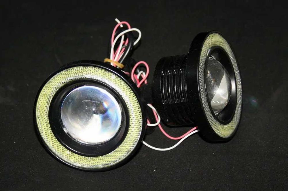 DRL ангельские глазки+ противотуманные фары R500 64мм