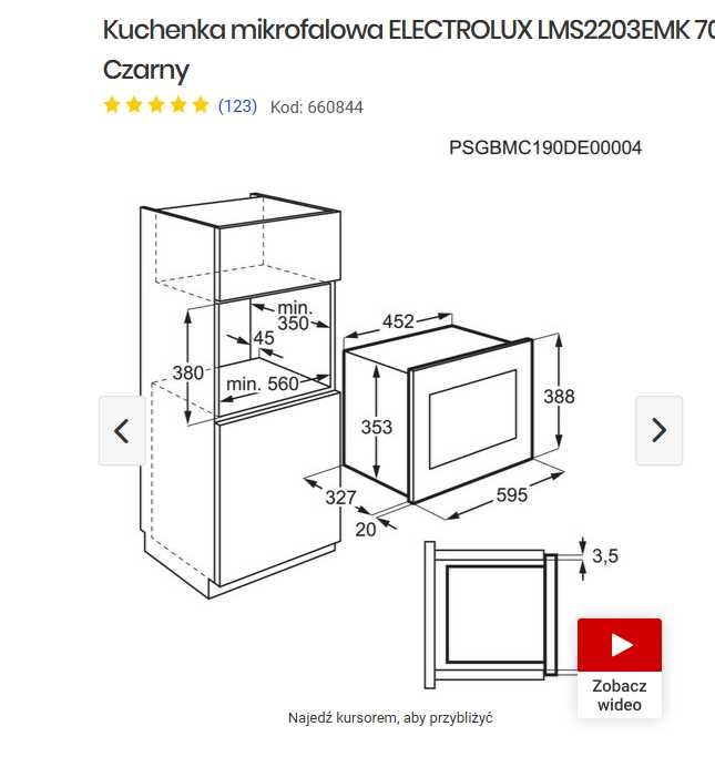 Kuchenka mikrofalowa ELECTROLUX LMS2203EMK Czarna NOWA