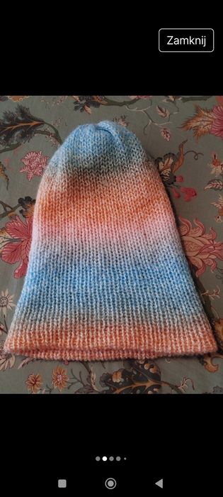 Nowa czapka cieniowana błękitna różowa podwójna