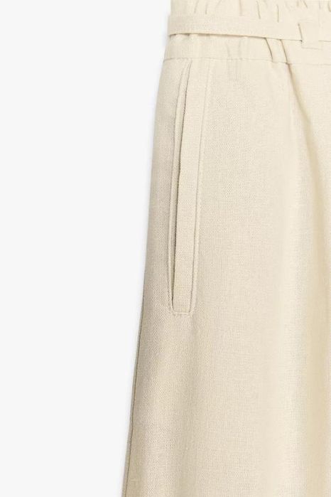 Лляні брюки zara, бежеві брюки з льону zara, пісочні лляні брюки zara
