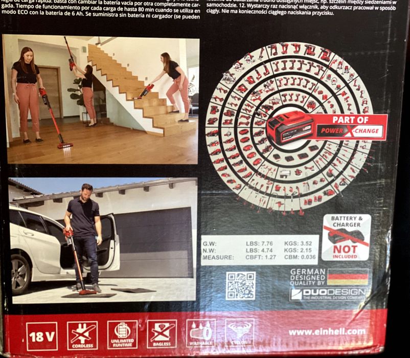 Aspirador Vertical 18V Einhell 2 em 1,inclui Carregador + Bateria Novo