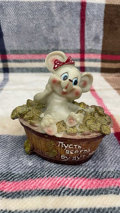 Керамічна скарбничка мишеня копилка мышка 11 см