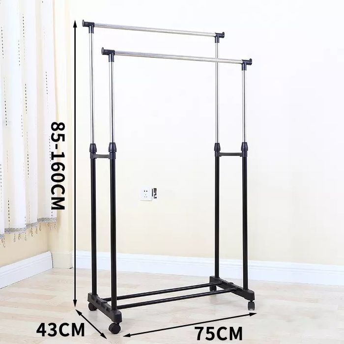 Телескопическая стойка-вешалка для одежды и обуви - Double Pole