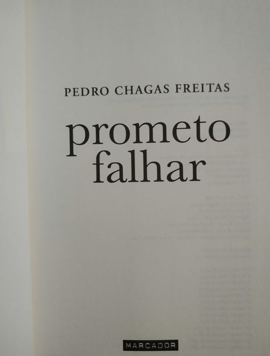 Livro "Prometo Falhar" - Pedro Chagas Freitas