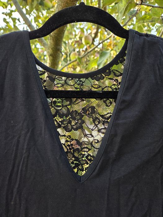 Новий Боді - комбітрес з кружевом / мереживом (M) трикотаж чорний