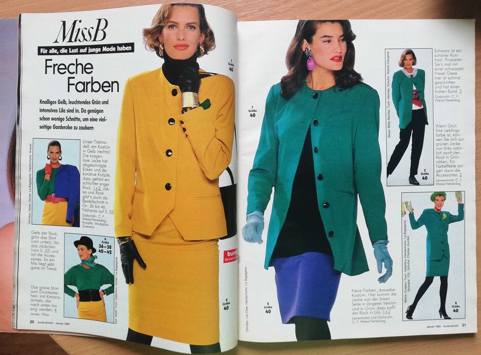 Burda vintage styczeń 1989 moda szycie wykroje wiosna ok. 100 wykrojów