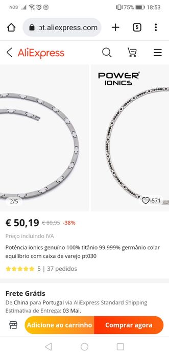 Colar e Pulseira Power Ionics