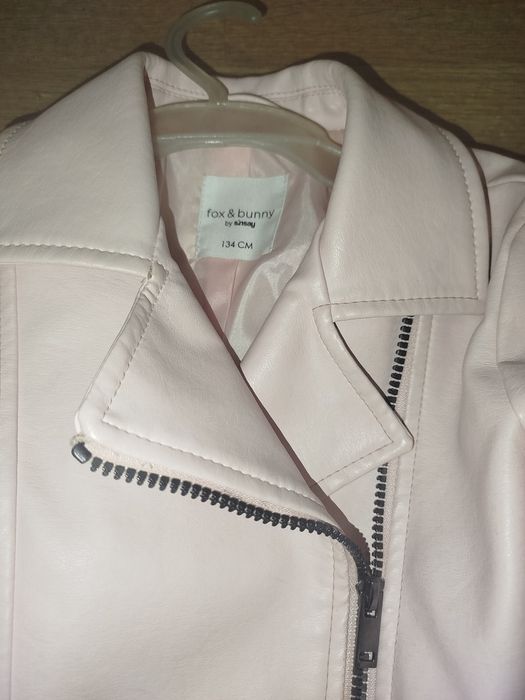 Рожева куртка косуха пальто тепле на флісі осіннє 134