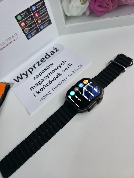 Smartwatch HK Ultra 3 AMOLED 2,12", połączenia, sport, – NOWY
