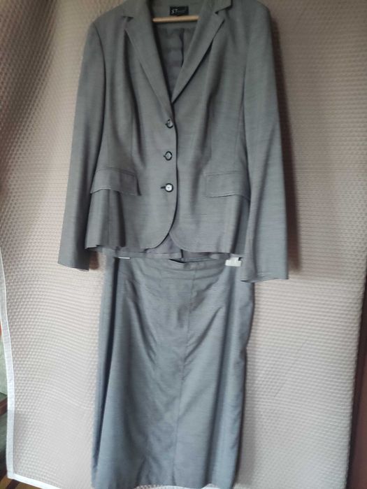 Garsonka damska r. 44 – szara (żakiet + spódnica) | elegancki komplet
