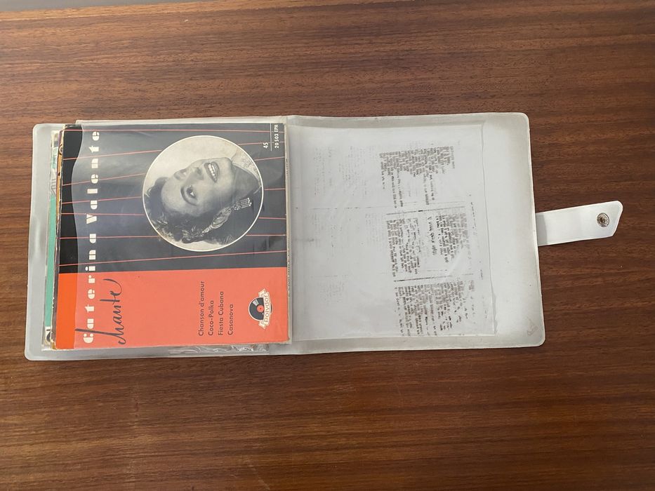 Conjunto de 17 singles em vinil com porta singles