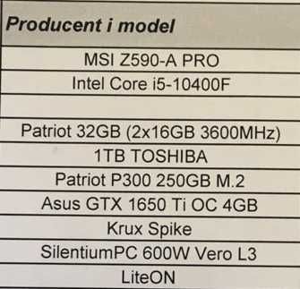 Komputer PC do gier i pracy